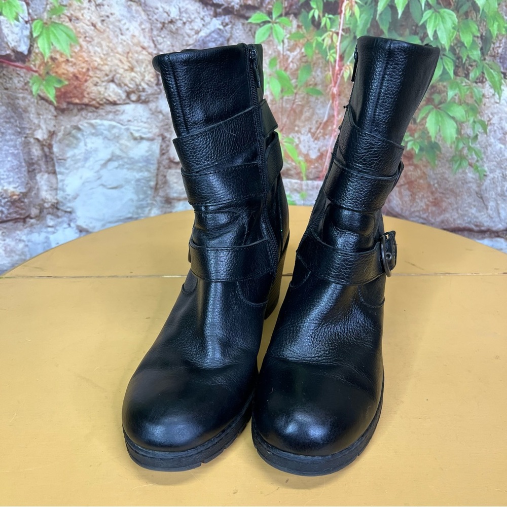BOC Black Leather Mid Calf Buckle Boots, 9.5/41 EU - Picture 4 of 11